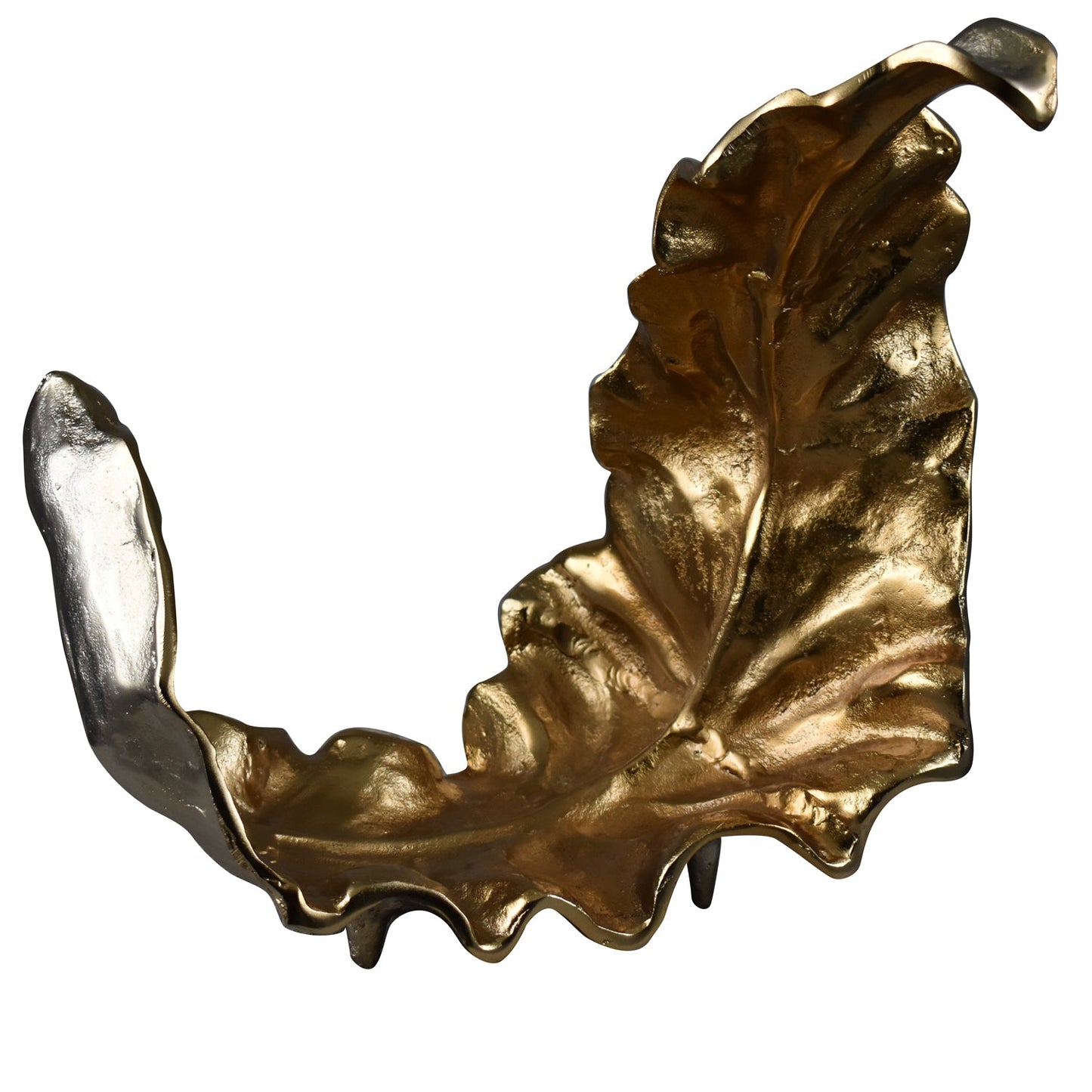 Crestview Collection Willow 20" x 16" x 15" Transitional Aluminum Larger Two-Toned Sculptural Leaf In Gold and Silver Finish