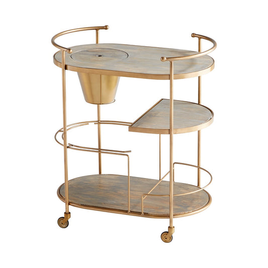 Cyan Design Barcraft 31" x 19" x 35" Antique Brass Stainless Steel/Wood Bar Cart