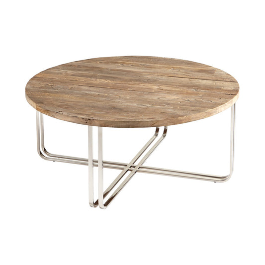 Cyan Design Montrose 40" Round Black Forest Grove and Chrome Coffee Table