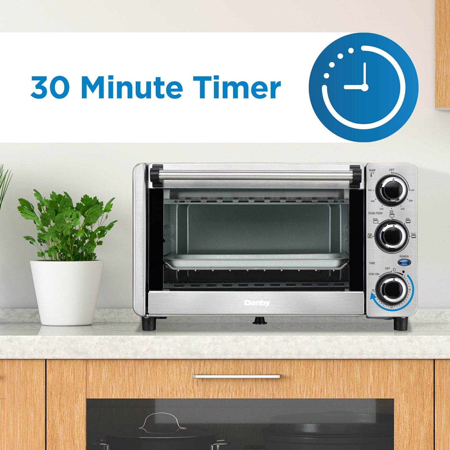 Danby 12L Stainless Steel 4-Slice Countertop Toaster Oven - DBTO0412BBSS