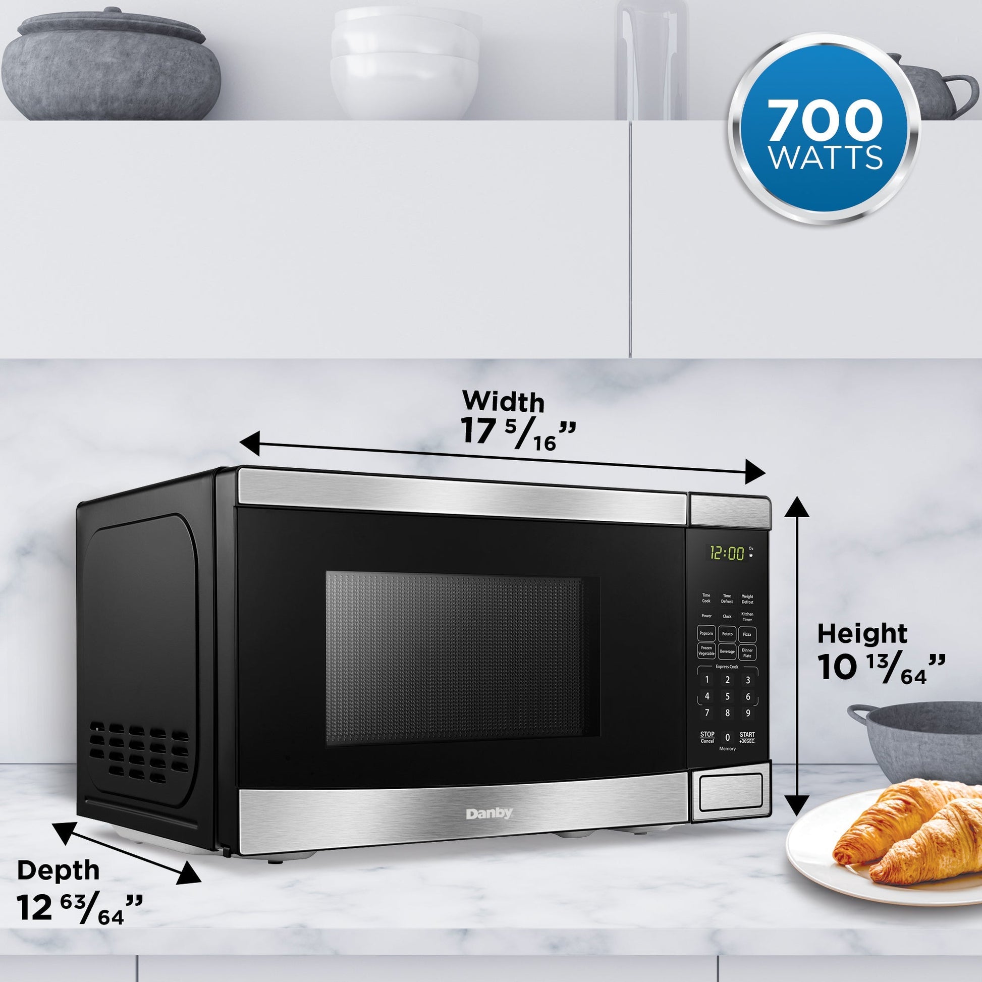 Danby Designer 1.1 cu. ft. Countertop Microwave in Stainless Steel -  DDMW1125BBS