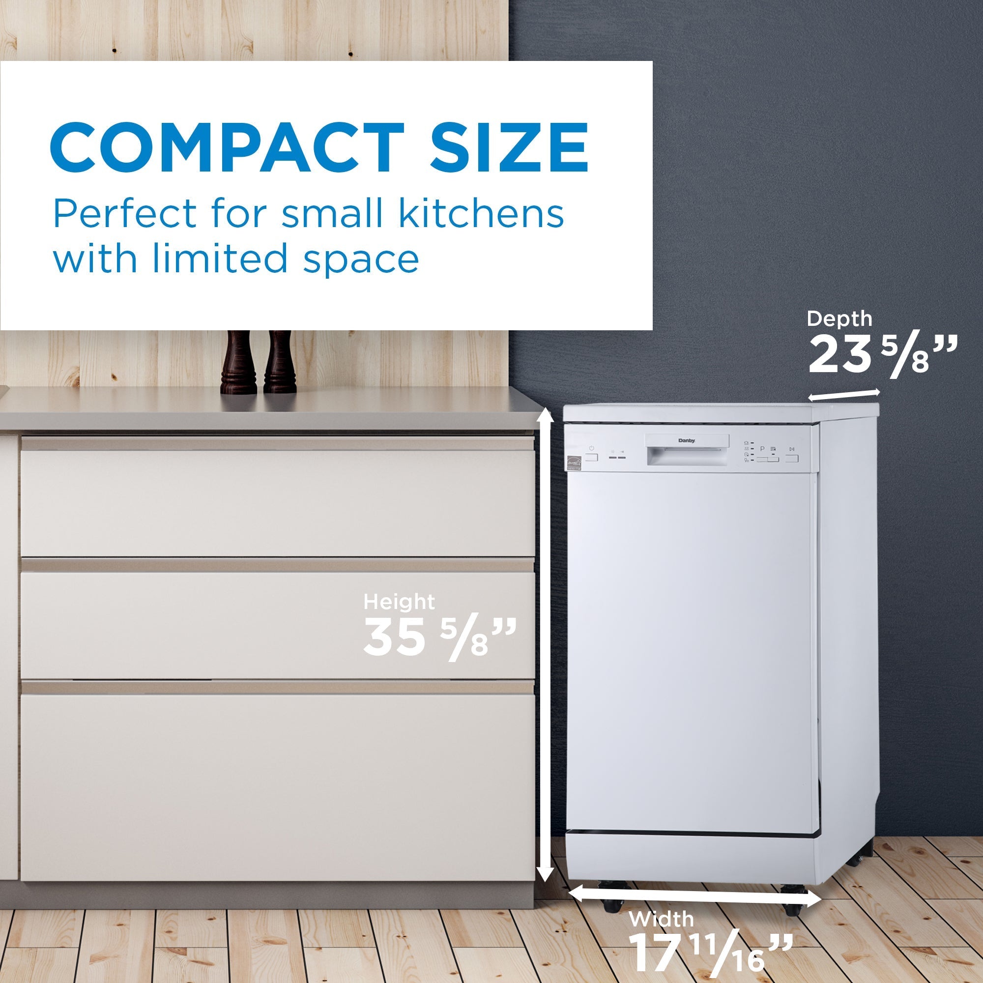 Danby 18 White Portable Dishwasher DDW1805EWP