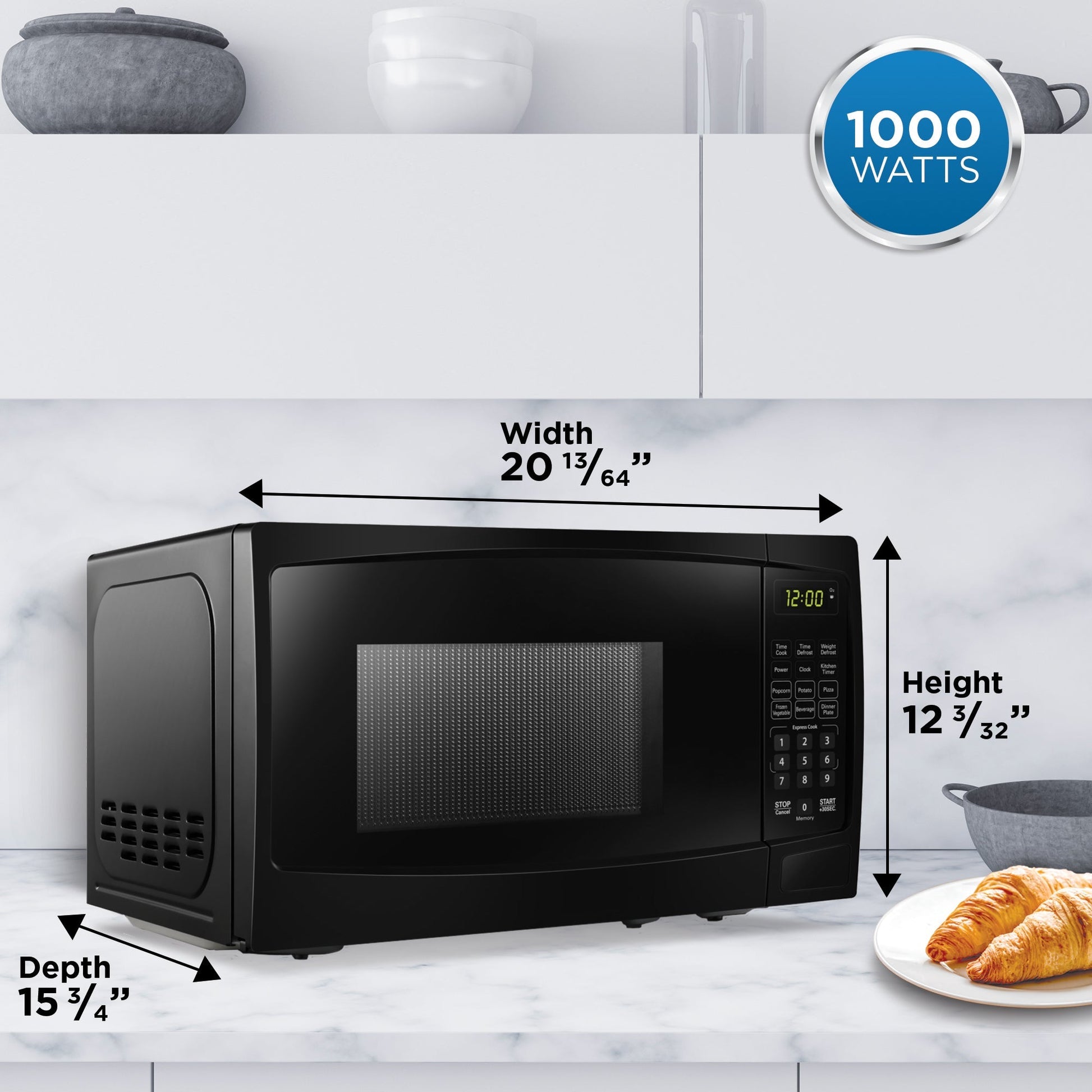 Danby 20" Black Countertop Microwave With Convenience Cooking Controls - DBMW1120BBB