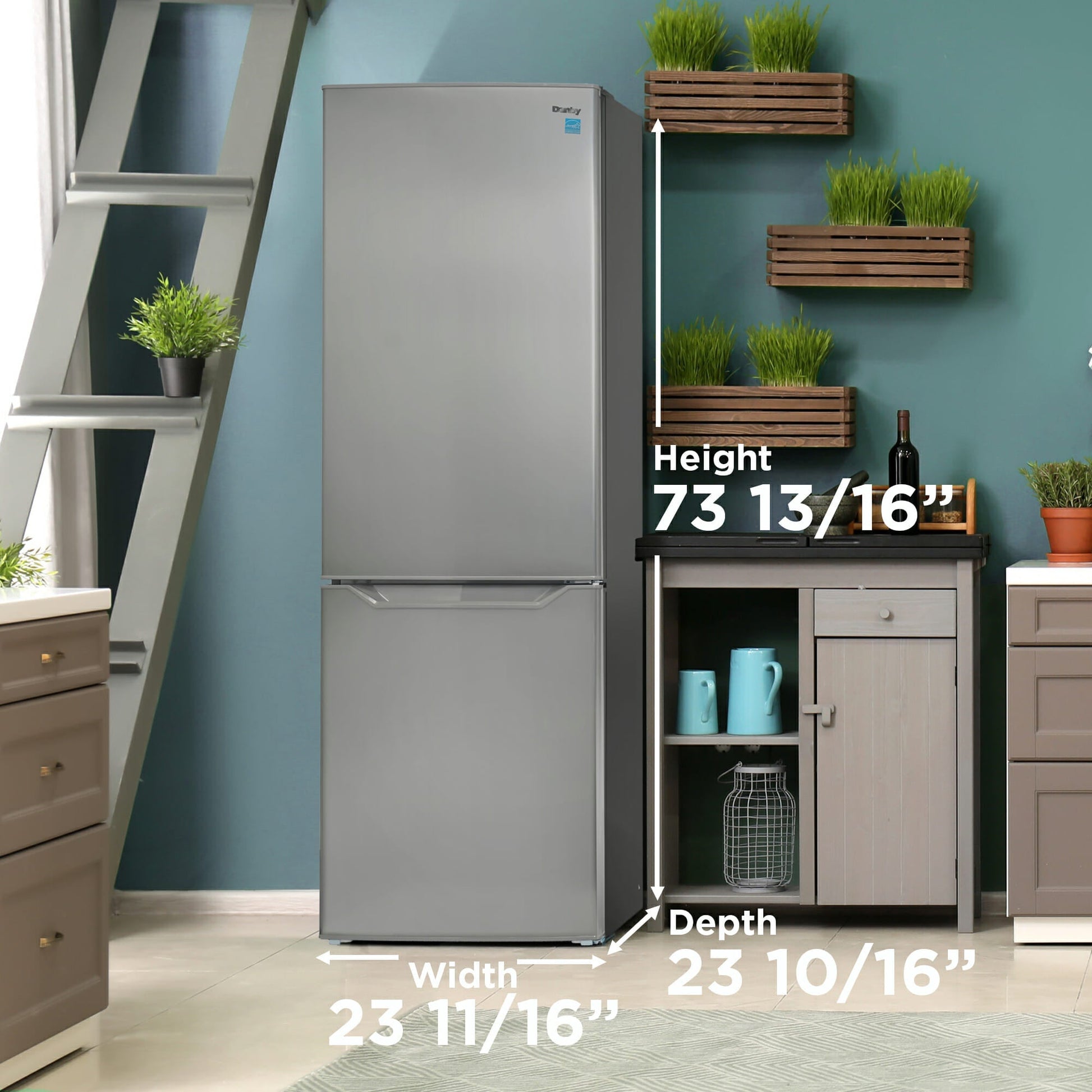 Danby 283L Stainless Steel Compact Bottom Mount Fridge - DBMF100B1SLDB