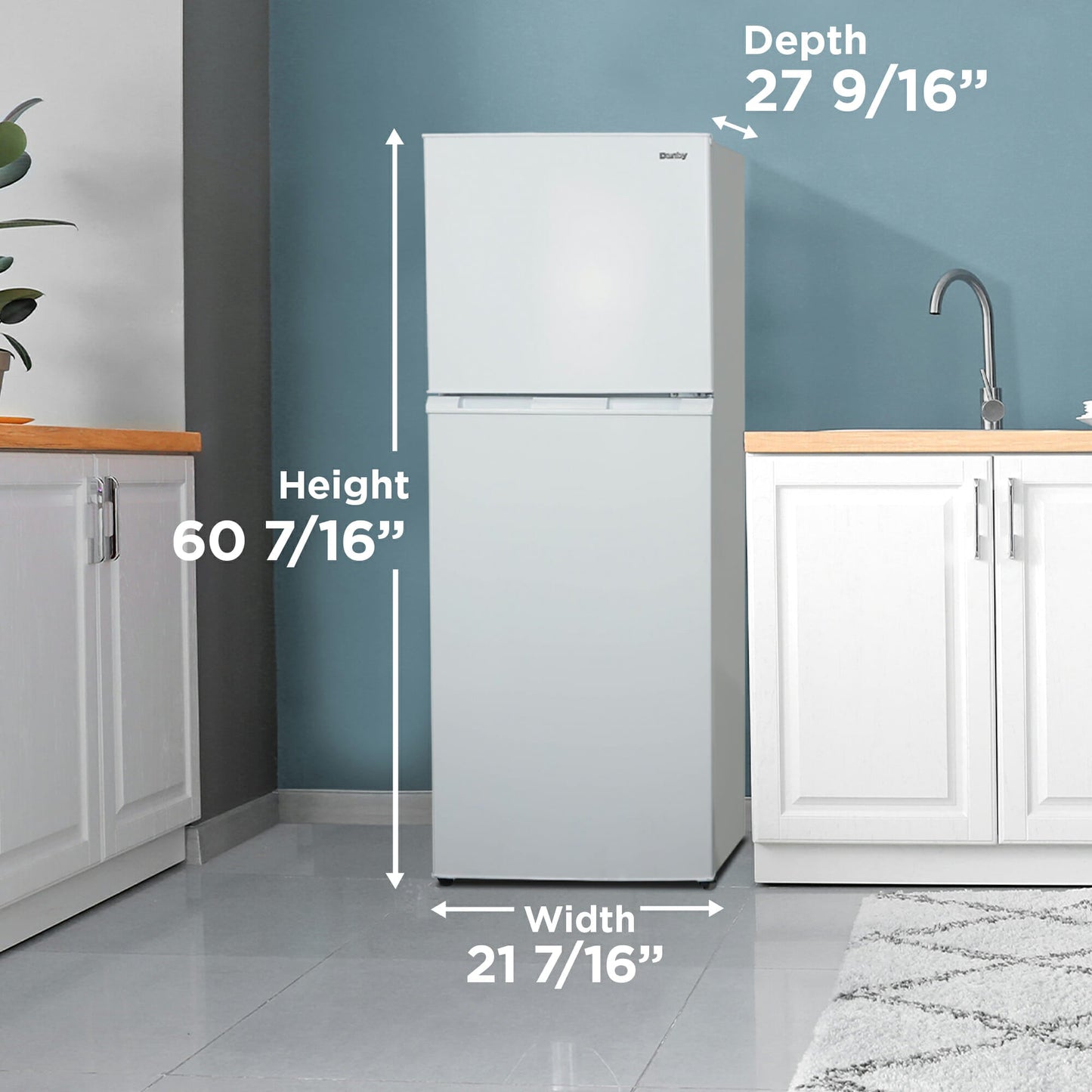 Danby 286L White Apartment Size Top Mount Fridge - DFF101E1WDB