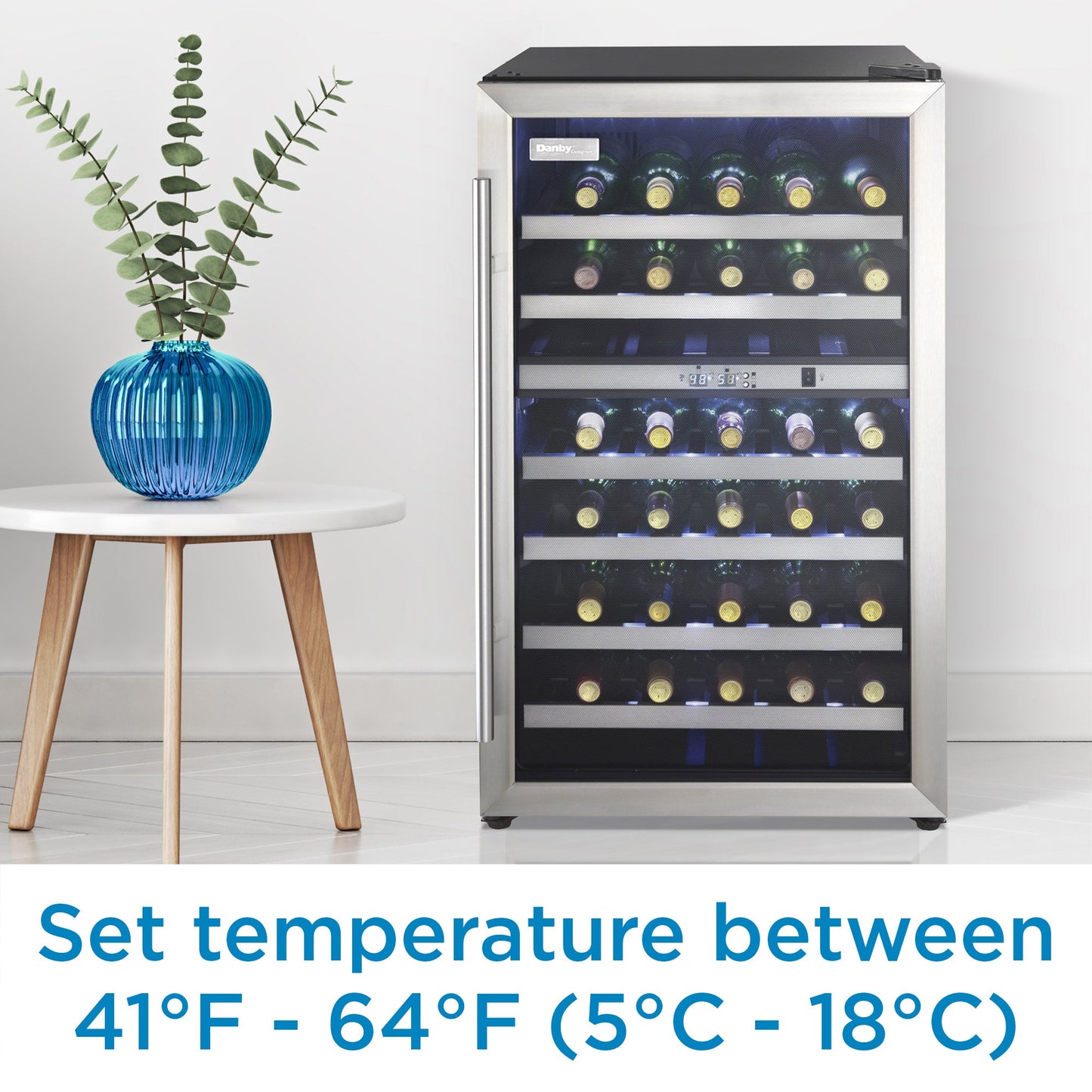 Danby Designer 38-Bottle Black Stainless Steel Free-Standing Wine Cooler - DWC114BLSDD
