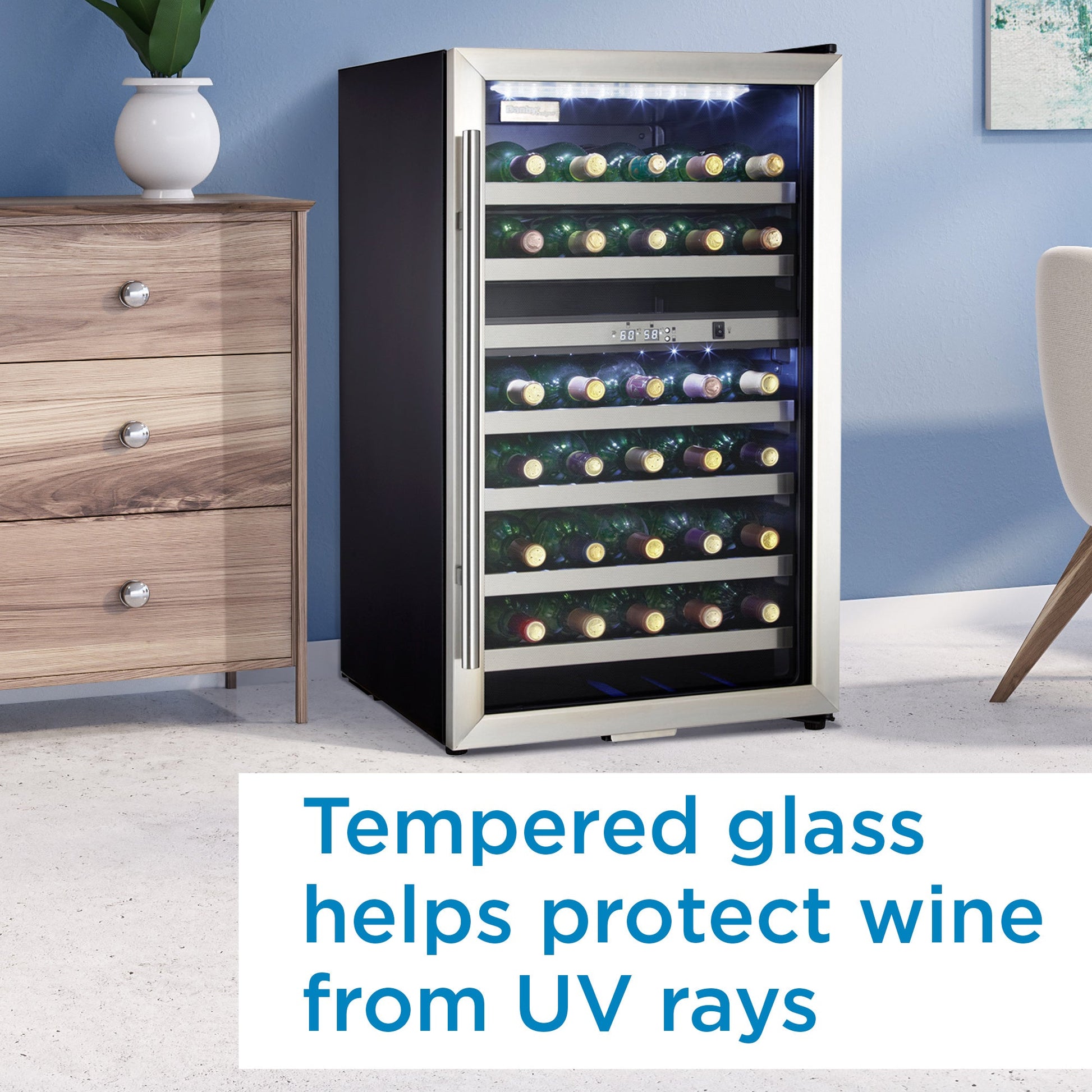 Danby Designer 38-Bottle Black Stainless Steel Free-Standing Wine Cooler - DWC114BLSDD