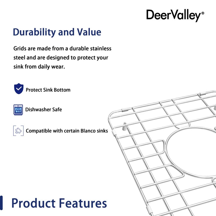 DeerValley 13" x 11" DV-K028G04 Stainless Steel Kitchen Sink Grid (Compatible with DV-1K028)