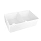 DeerValley 33" Double Bowl Rectangular White Shatter-Resistant Workstation Farmhouse Kitchen Sink With Basket Strainer, Basin Rack/Bottom Grid, Cutting Board and Colander