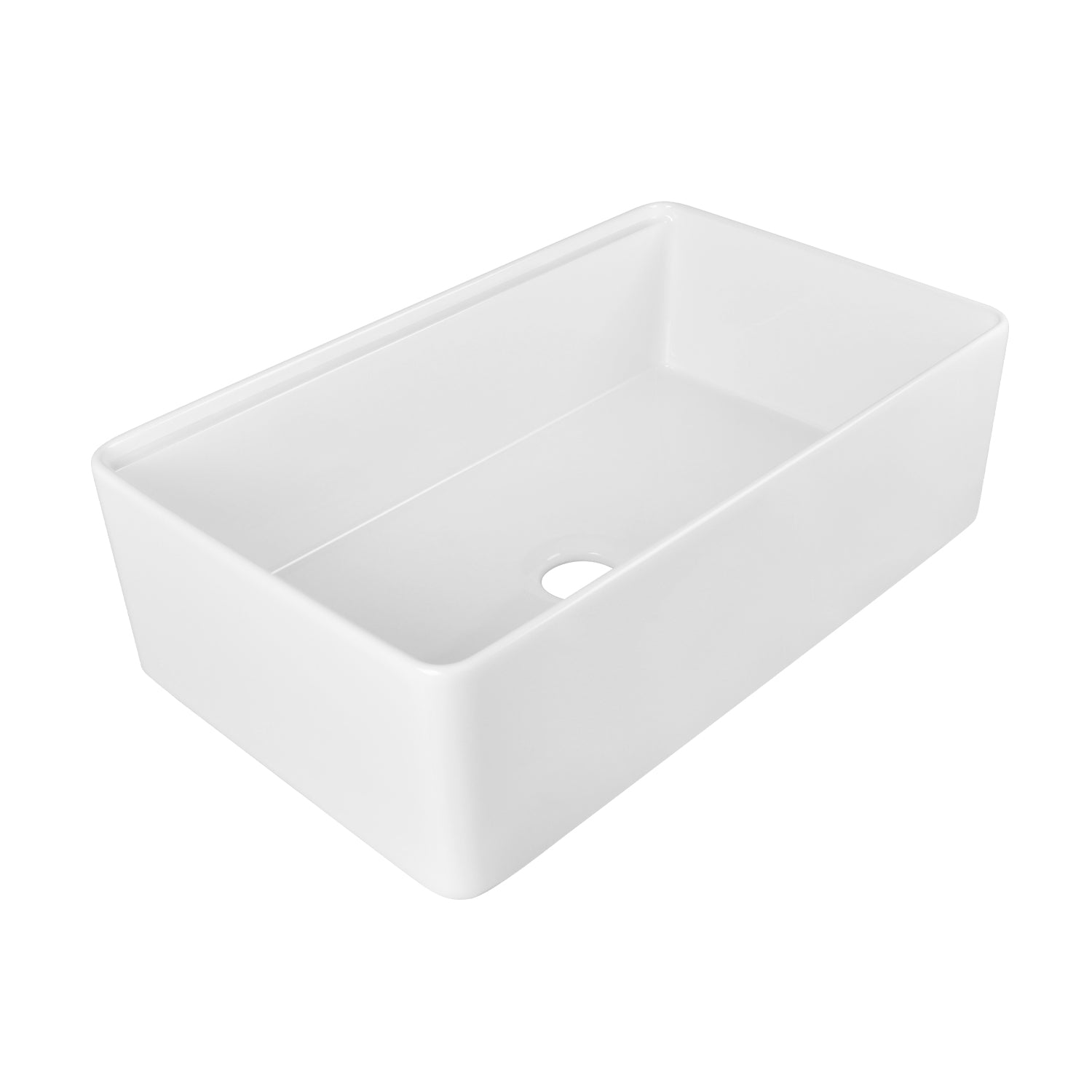 DeerValley 33" Rectangular White Smooth Surface Workstation Farmhouse Kitchen Sink With Basket Strainer Drain, Basin Rack/Bottom Grid, Cutting Board and Roll-Up Dish Rack