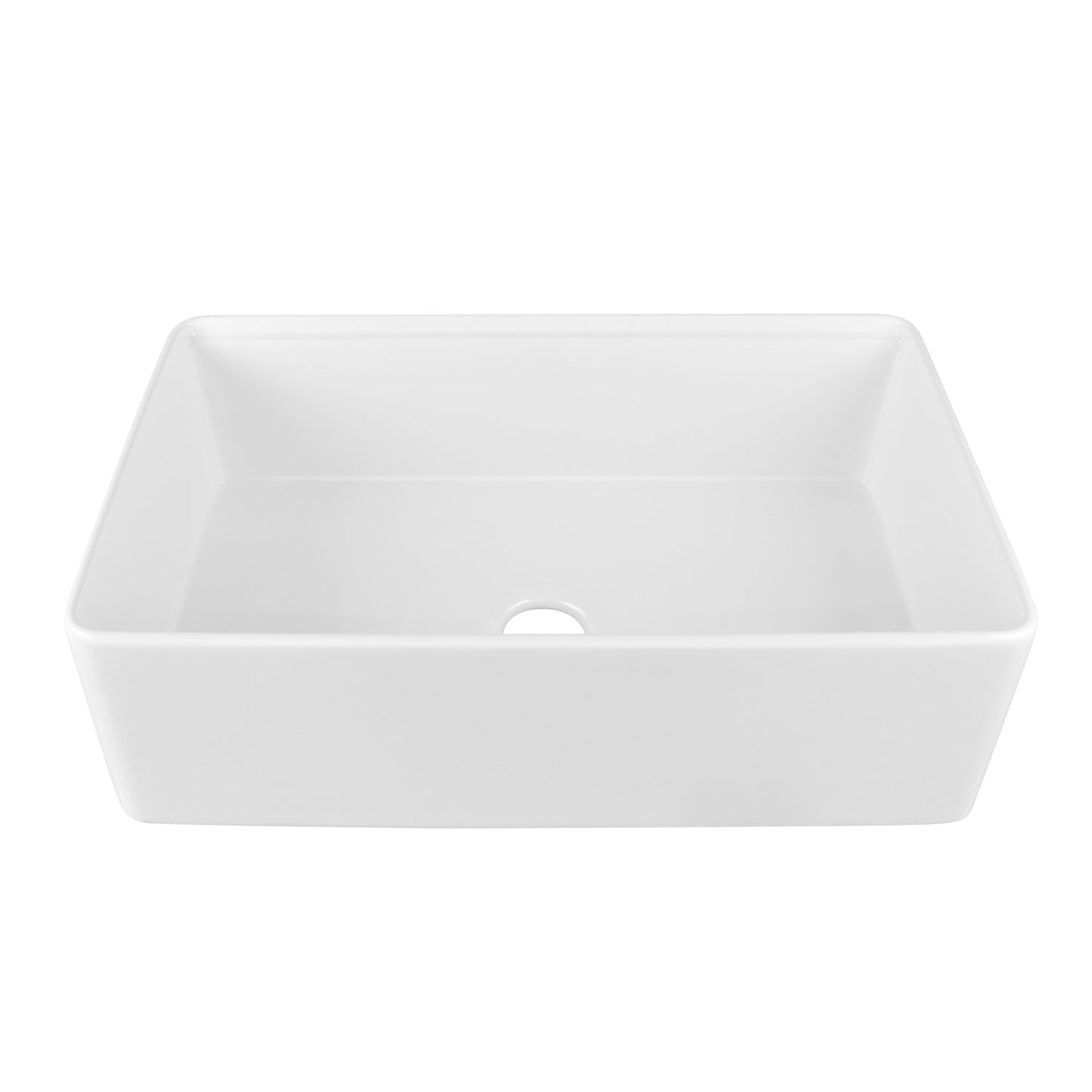 DeerValley 33" Rectangular White Smooth Surface Workstation Farmhouse Kitchen Sink With Basket Strainer Drain, Basin Rack/Bottom Grid, Cutting Board and Roll-Up Dish Rack