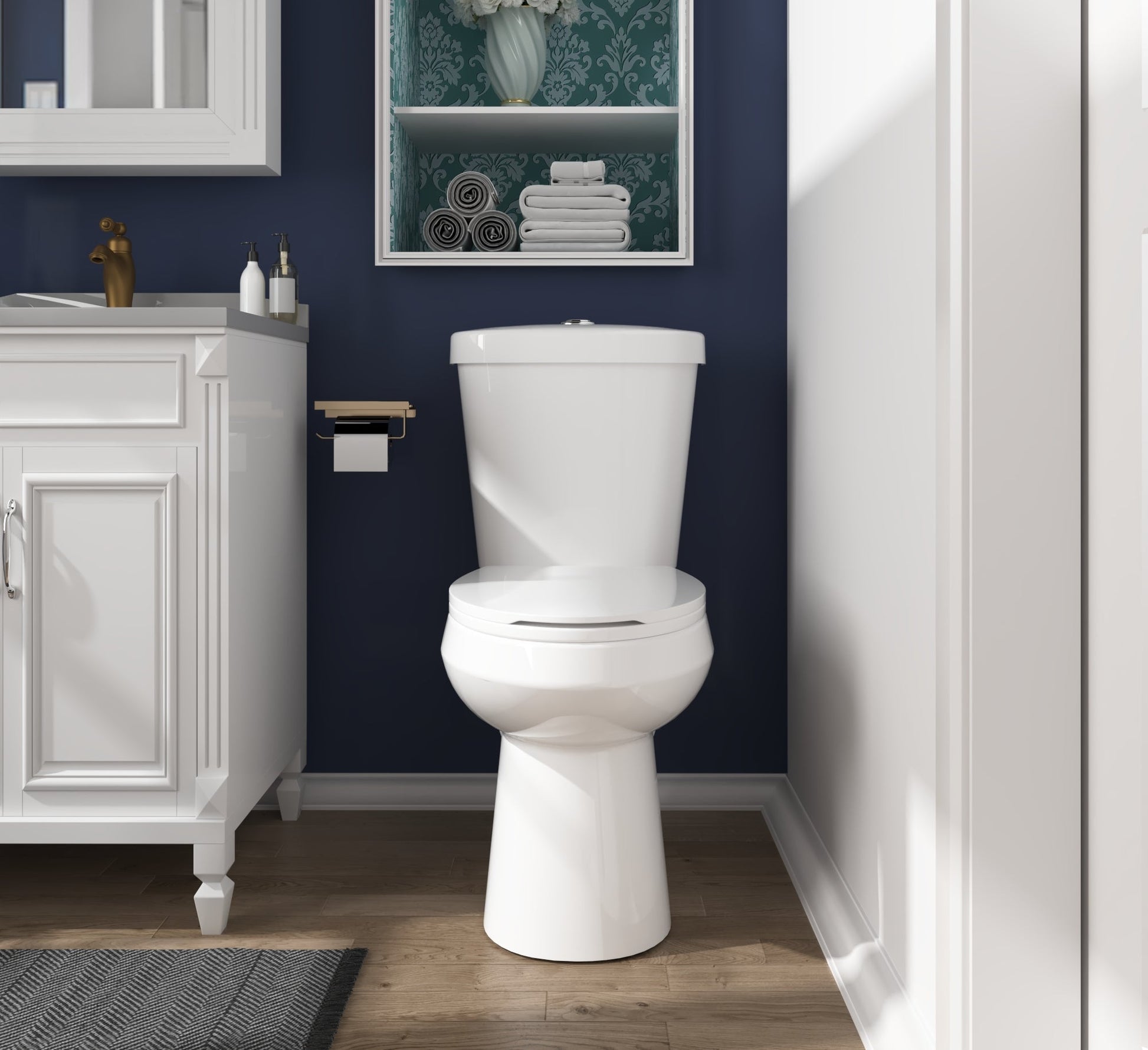DeerValley Dynasty 12" Rough-in Dual-Flush Elongated White Two-Piece Toilet