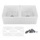 DeerValley Eclipse 33" Double Bowl Rectangular Black Cermic Reversible Farmhouse Kitchen Sink With Basket Strainer Drain and Grid