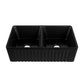 DeerValley Eclipse 33" Double Bowl Rectangular Black Cermic Reversible Farmhouse Kitchen Sink With Basket Strainer Drain and Grid