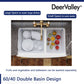 DeerValley Eclipse 33" Double Bowl Rectangular White Hollow Cast Farmhouse Kitchen Sink With Basket Strainer Drain and Grid