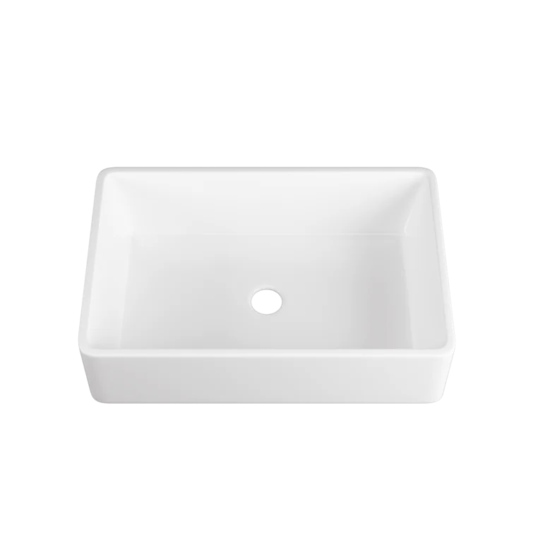 DeerValley Feast 33" Single Bowl Rectangular White Large Capacity Farmhouse Kitchen Sink With Basket Strainer Drain and Grid