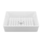 DeerValley Feast 33" Single Bowl Rectangular White Large Capacity Farmhouse Kitchen Sink With Basket Strainer Drain and Grid