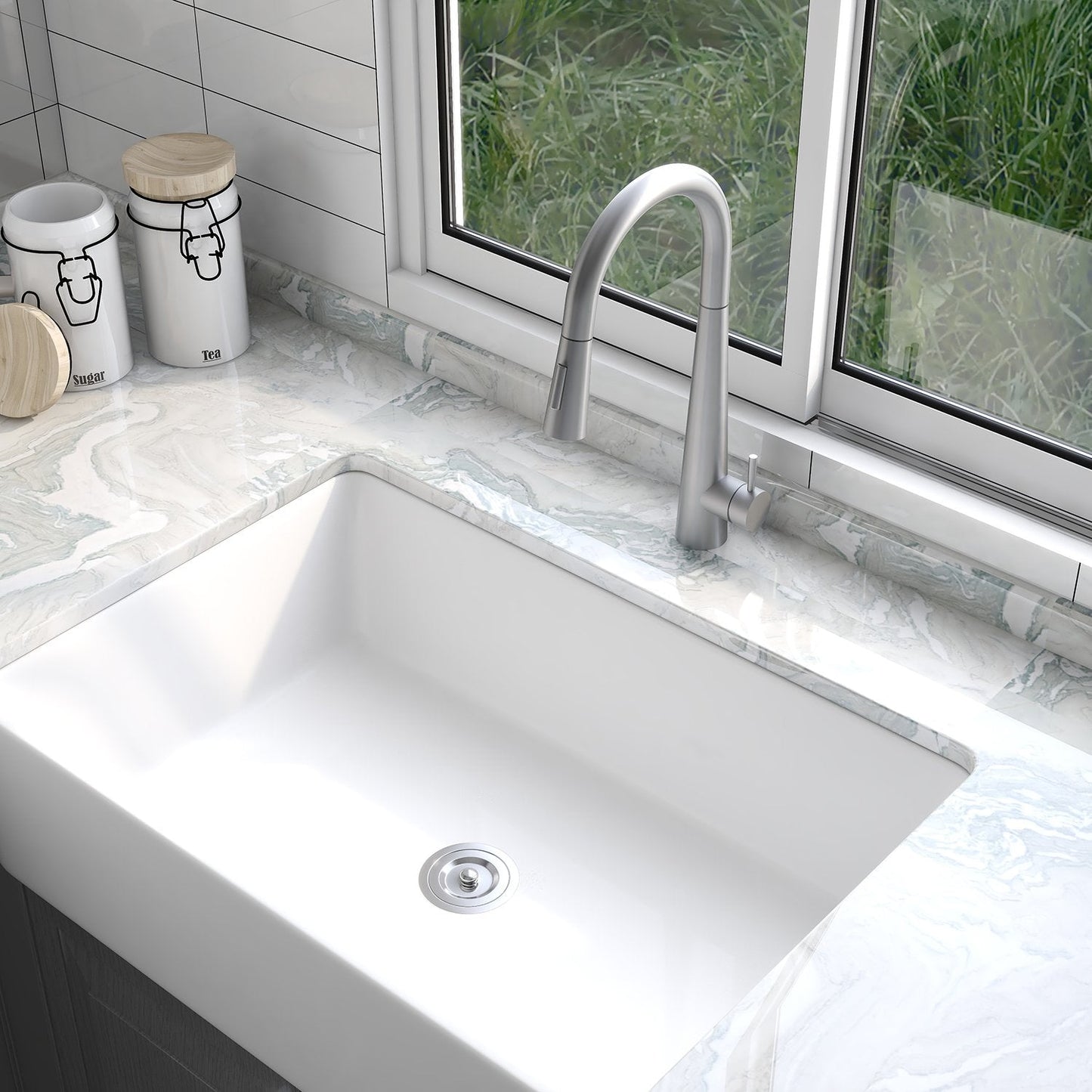 DeerValley Gleam 18" Stain Resistant Stainless Steel Pull Down Kitchen Faucet