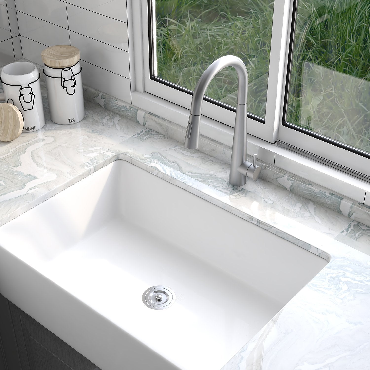 DeerValley Gleam 18" Stain Resistant Stainless Steel Pull Down Kitchen Faucet