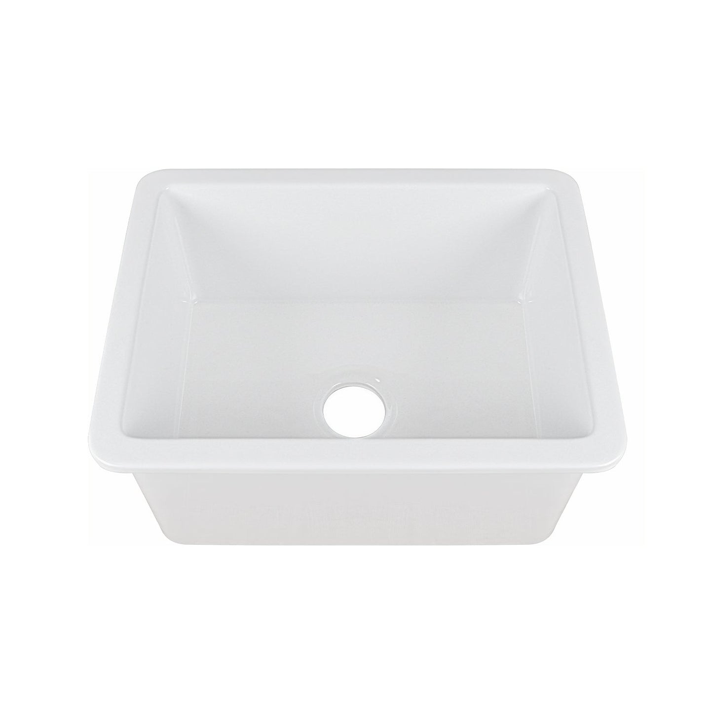 DeerValley Glen 24" Single Bowl Rectangle White Fireclay Large Capacity Undermount or Topmount Farmhouse Kitchen Sink With Basket Strainer Drain and Grid