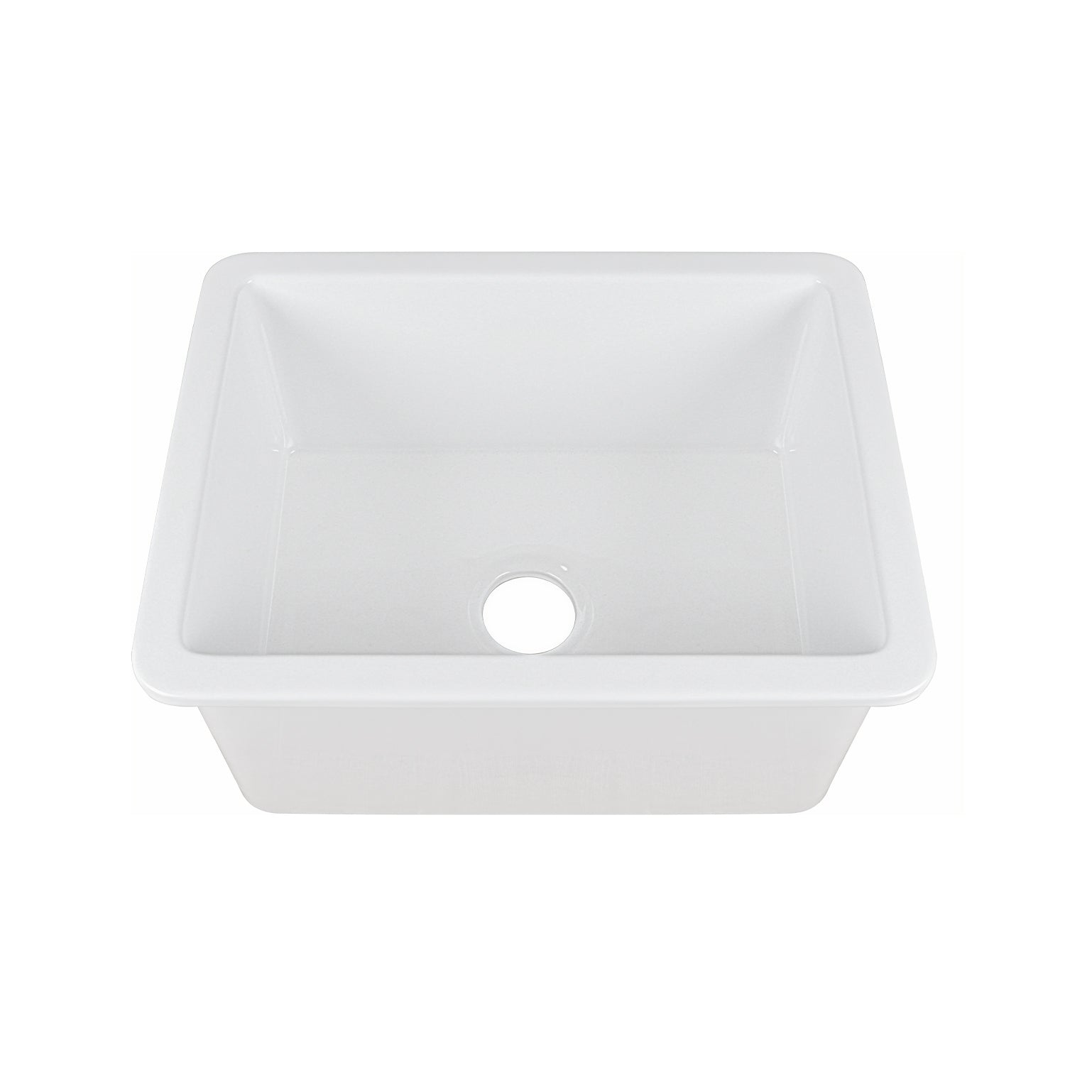 DeerValley Glen 24" Single Bowl Rectangle White Fireclay Large Capacity Undermount or Topmount Farmhouse Kitchen Sink With Basket Strainer Drain and Grid