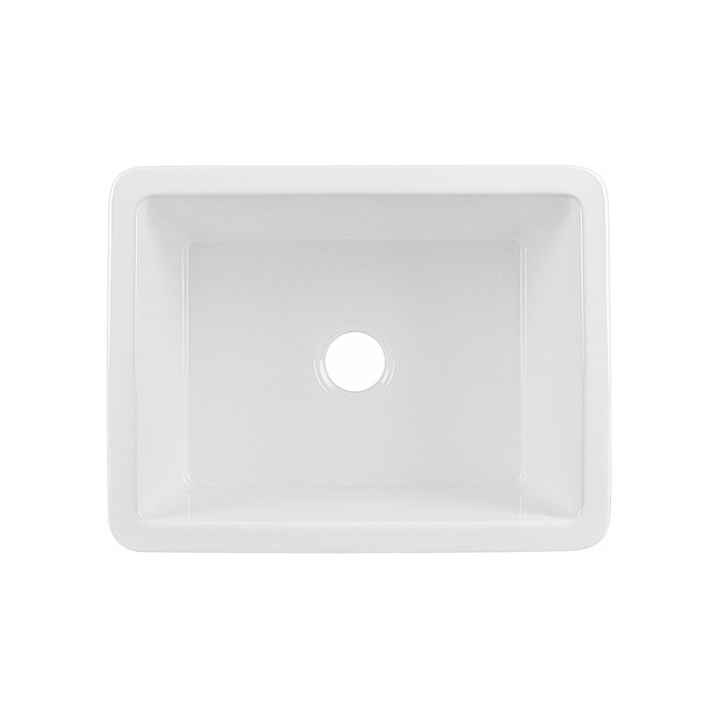 DeerValley Glen 24" Single Bowl Rectangle White Fireclay Large Capacity Undermount or Topmount Farmhouse Kitchen Sink With Basket Strainer Drain and Grid