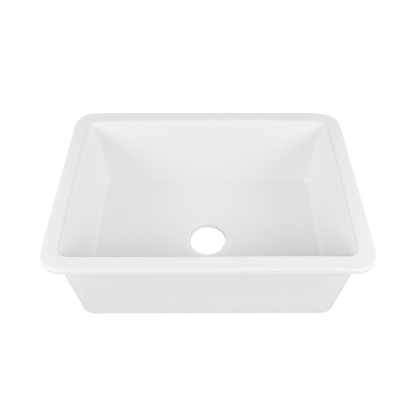 DeerValley Glen 27" Single Bowl Rectangle White Fireclay Large Capacity Undermount or Topmount Farmhouse Kitchen Sink With Basket Strainer Drain and Grid