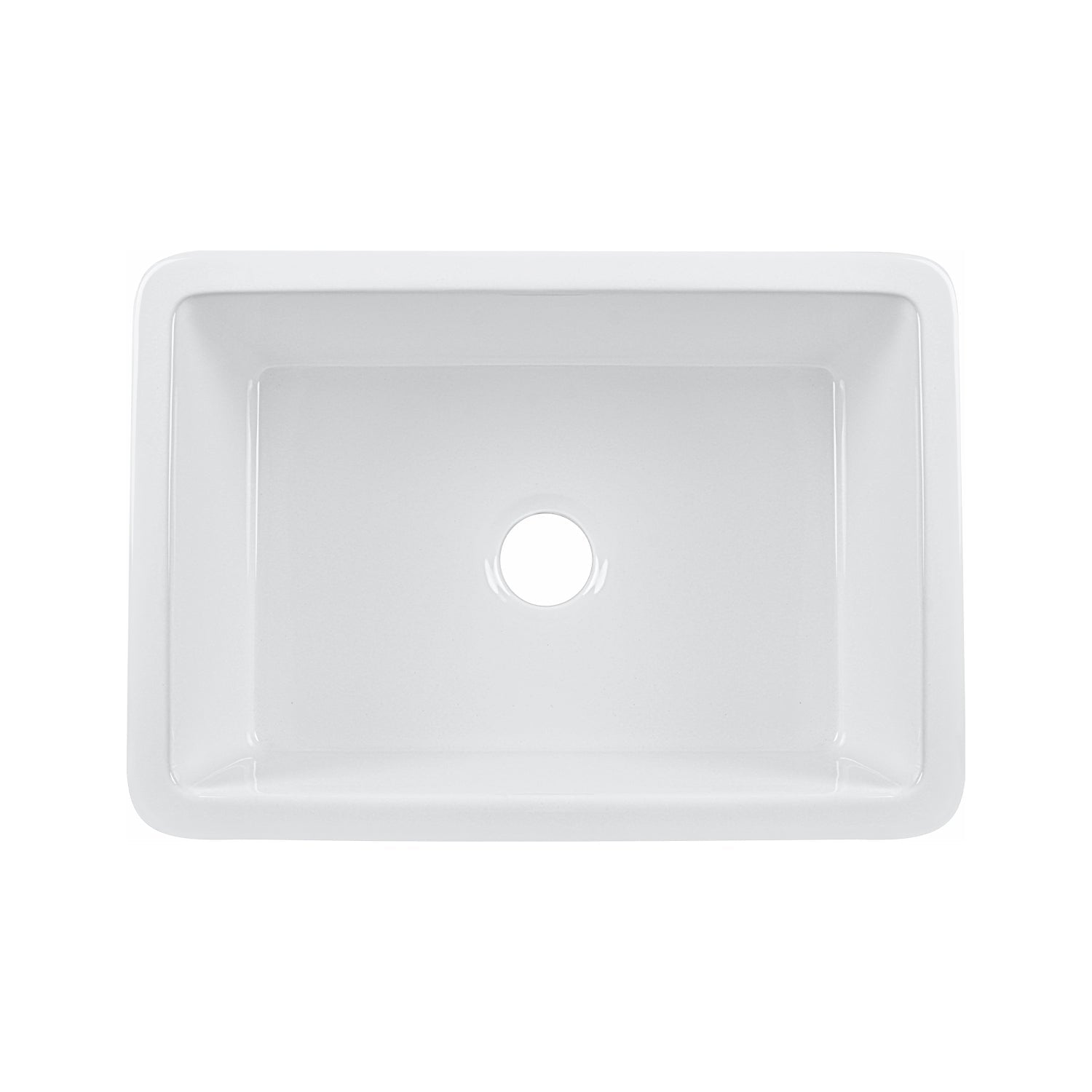 DeerValley Glen 27" Single Bowl Rectangle White Fireclay Large Capacity Undermount or Topmount Farmhouse Kitchen Sink With Basket Strainer Drain and Grid