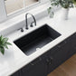 DeerValley Glen 32" Single Bowl Rectangle Black Fireclay Easy-Cleaning Undermount or Topmount Farmhouse Kitchen Sink With Basket Strainer Drain and Grid