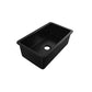 DeerValley Glen 32" Single Bowl Rectangle Black Fireclay Easy-Cleaning Undermount or Topmount Farmhouse Kitchen Sink With Basket Strainer Drain and Grid