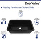 DeerValley Glen 32" Single Bowl Rectangle Black Fireclay Easy-Cleaning Undermount or Topmount Farmhouse Kitchen Sink With Basket Strainer Drain and Grid