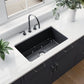 DeerValley Glen 32" Single Bowl Rectangle Black Fireclay Easy-Cleaning Undermount or Topmount Farmhouse Kitchen Sink With Basket Strainer Drain and Grid