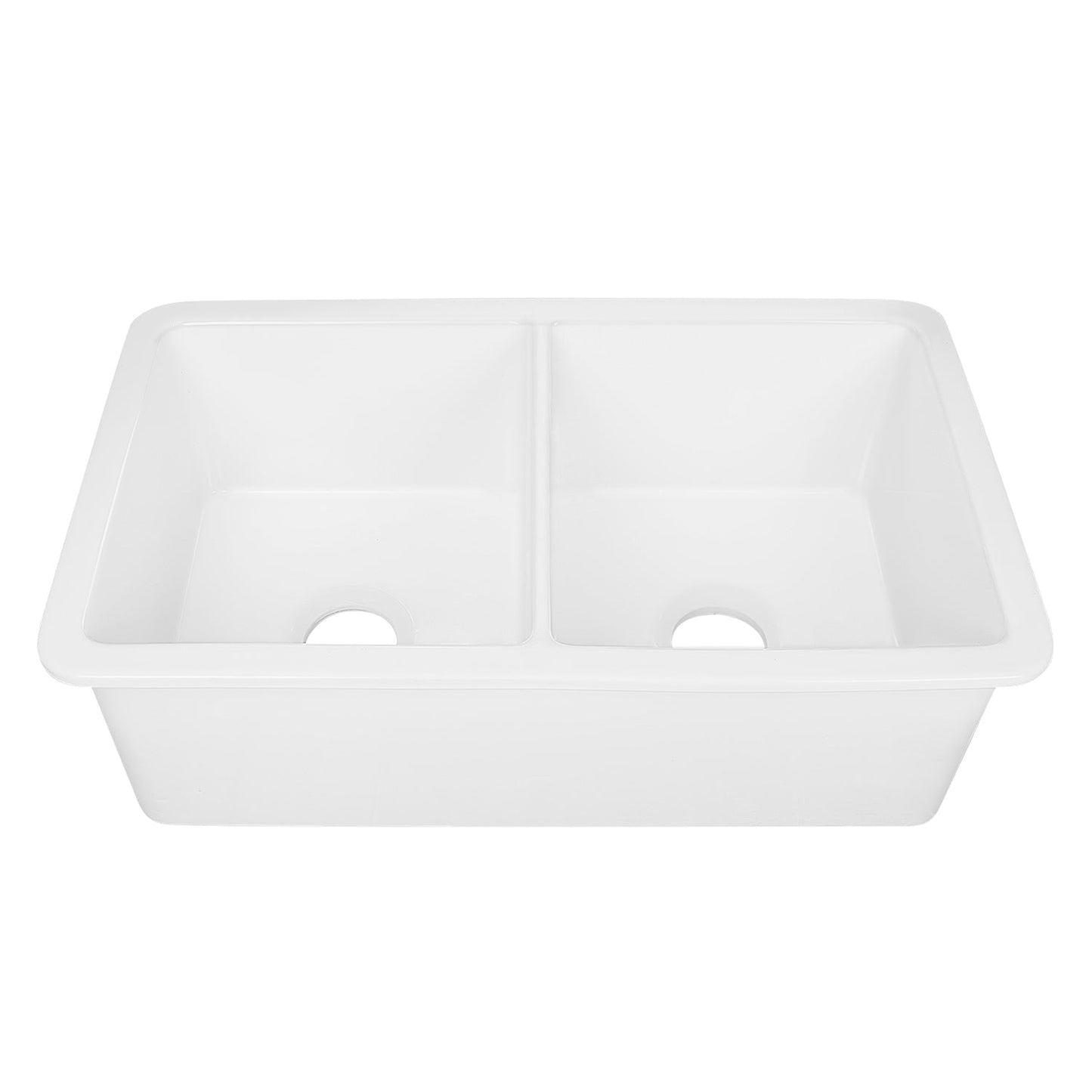 DeerValley Glen 32" Single Bowl Rectangle White Fireclay Large Capacity Undermount or Topmount Farmhouse Kitchen Sink With Basket Strainer Drain and Grid