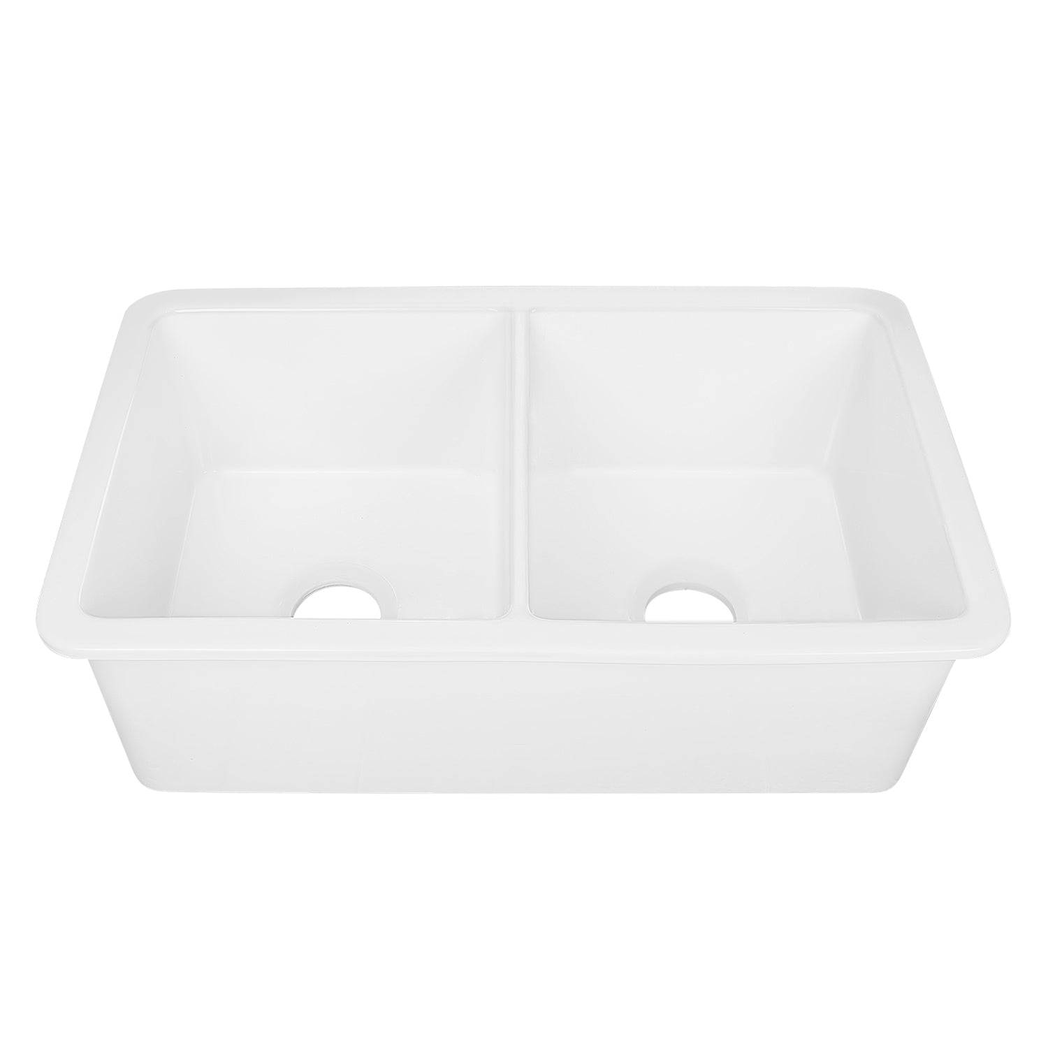 DeerValley Glen 32" Single Bowl Rectangle White Fireclay Large Capacity Undermount or Topmount Farmhouse Kitchen Sink With Basket Strainer Drain and Grid