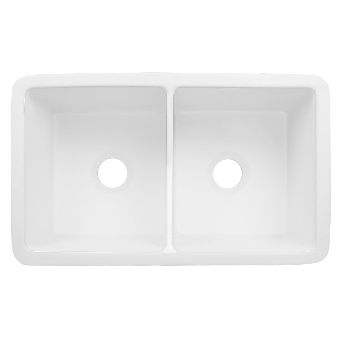 DeerValley Glen 32" Single Bowl Rectangle White Fireclay Large Capacity Undermount or Topmount Farmhouse Kitchen Sink With Basket Strainer Drain and Grid