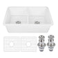 DeerValley Glen 32" Single Bowl Rectangle White Fireclay Large Capacity Undermount or Topmount Farmhouse Kitchen Sink With Basket Strainer Drain and Grid