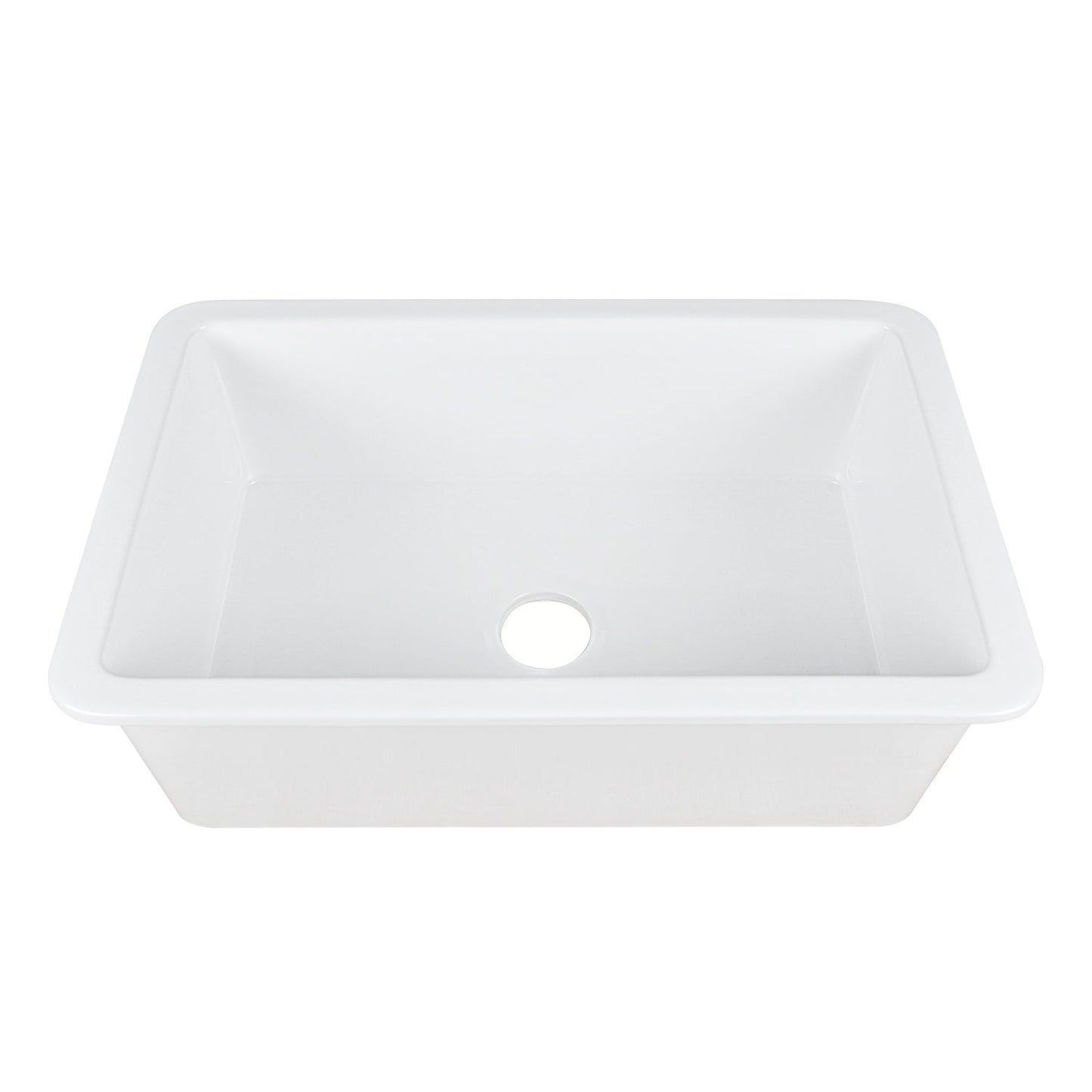 DeerValley Glen 32" Single Bowl Rectangle White Fireclay Large Capacity Undermount or Topmount Farmhouse Kitchen Sink With Basket Strainer Drain and Grid