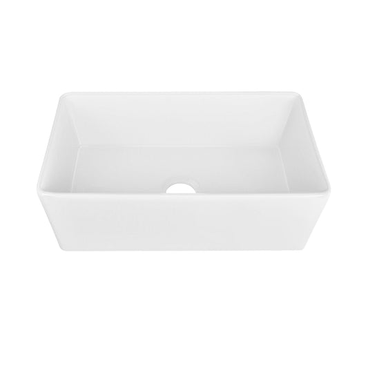 DeerValley Grove 30" Single Bowl Rectangular White Fireclay Seamless Farmhouse Kitchen Sink