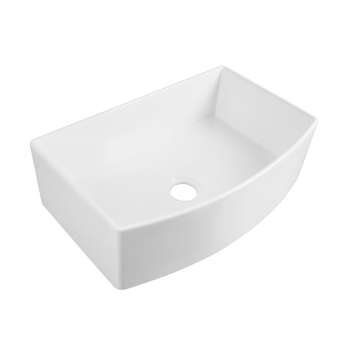 DeerValley Grove 32" Single Bowl Rectangular White Corrosion-Resistant Farmhouse Kitchen Sink With Basket Strainer Drain and Grid