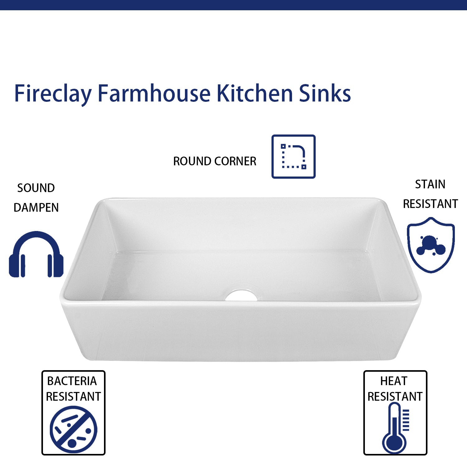 DeerValley Grove 33" Single Bowl Rectangular Gray Fireclay Seamless Farmhouse Kitchen Sink