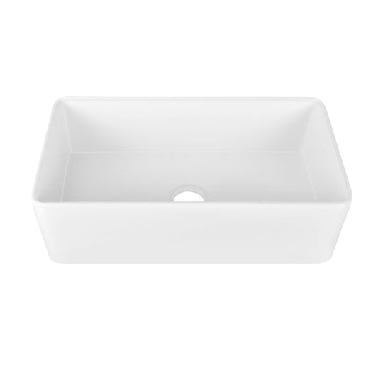 DeerValley Grove 33" Single Bowl Rectangular White Fireclay Seamless Farmhouse Kitchen Sink