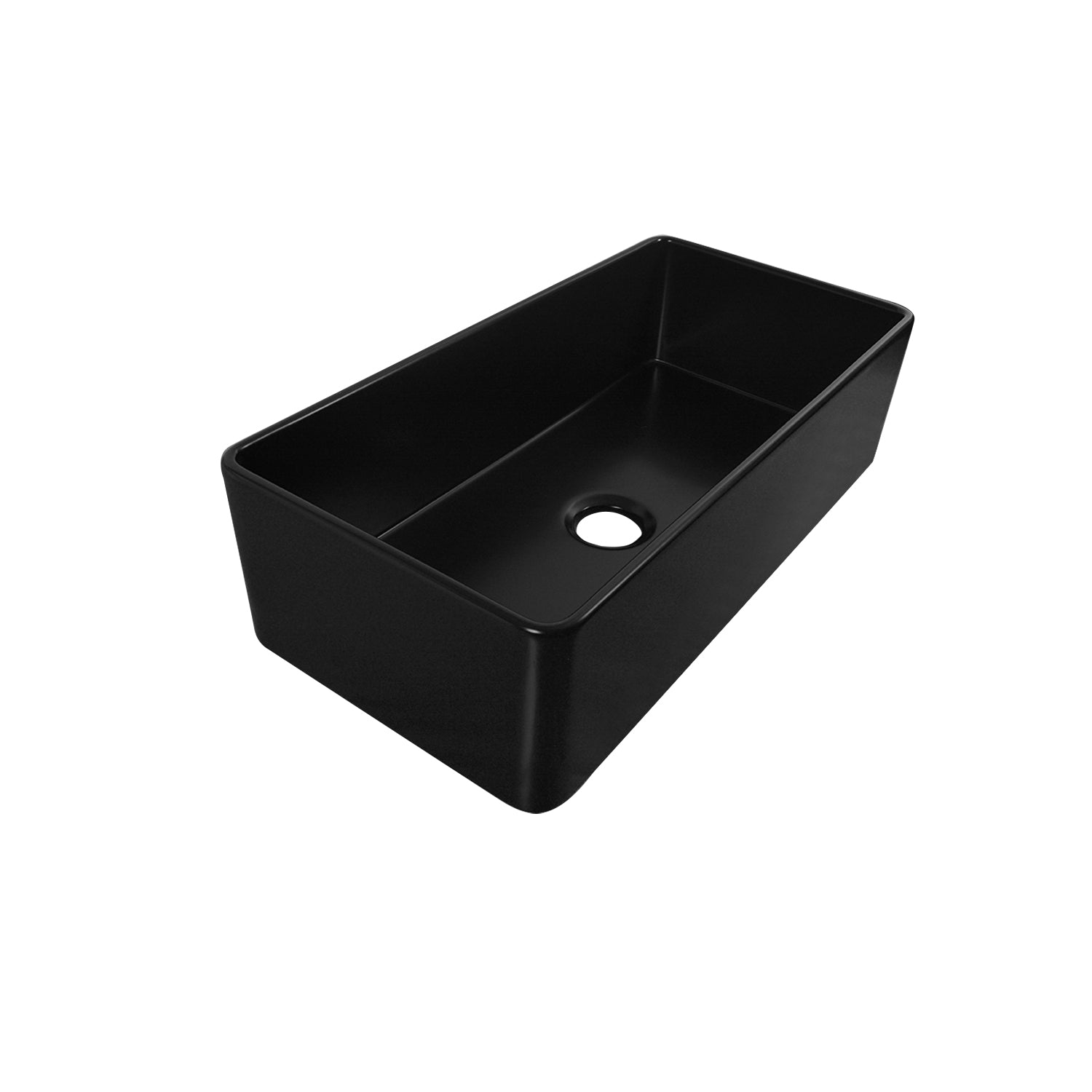 DeerValley Grove 36" Single Bowl Rectangular Black Fireclay Large Capacity Farmhouse Kitchen Sink With Basket Strainer Drain and Grid