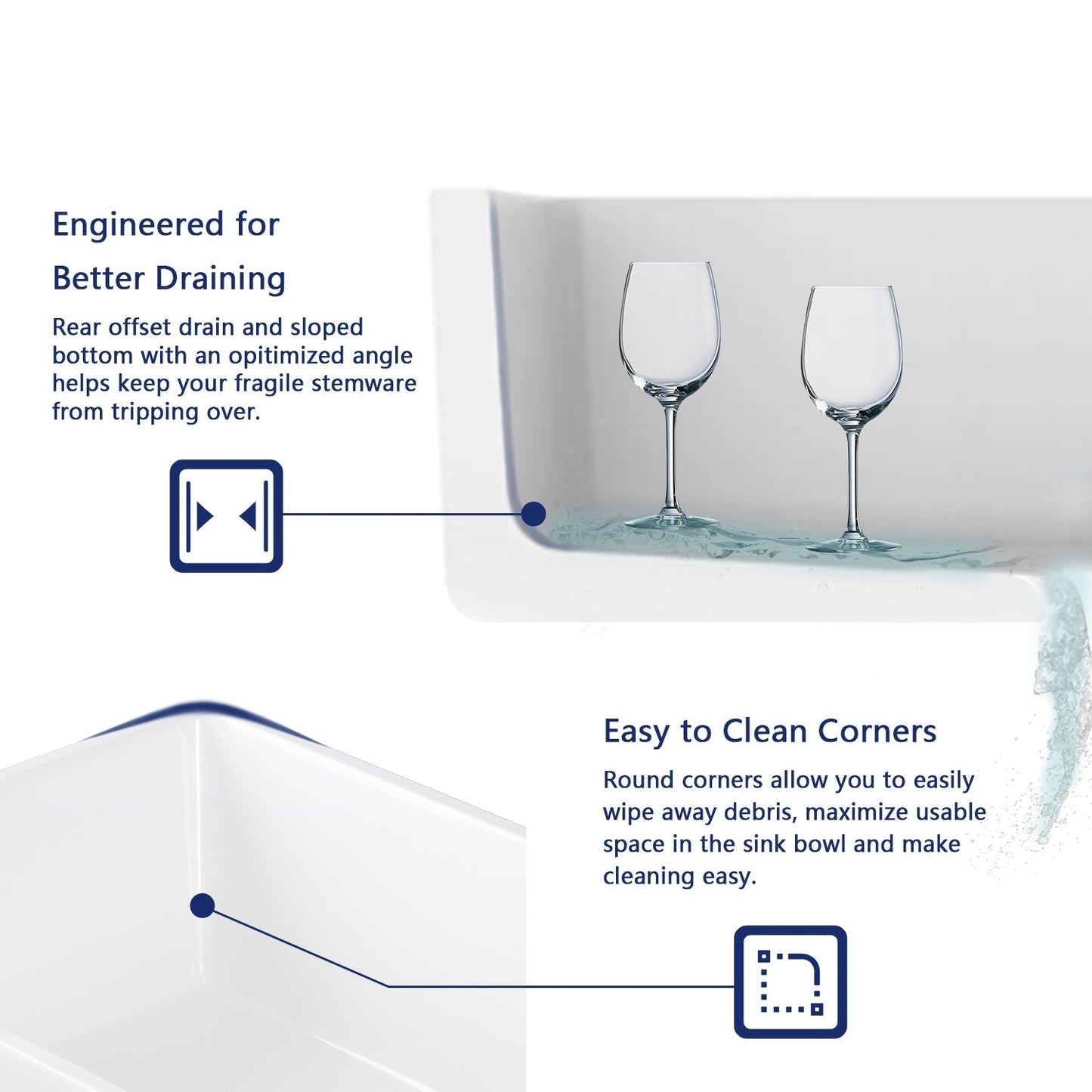 DeerValley Grove 36" Single Bowl Rectangular Gray Fireclay Seamless Farmhouse Kitchen Sink