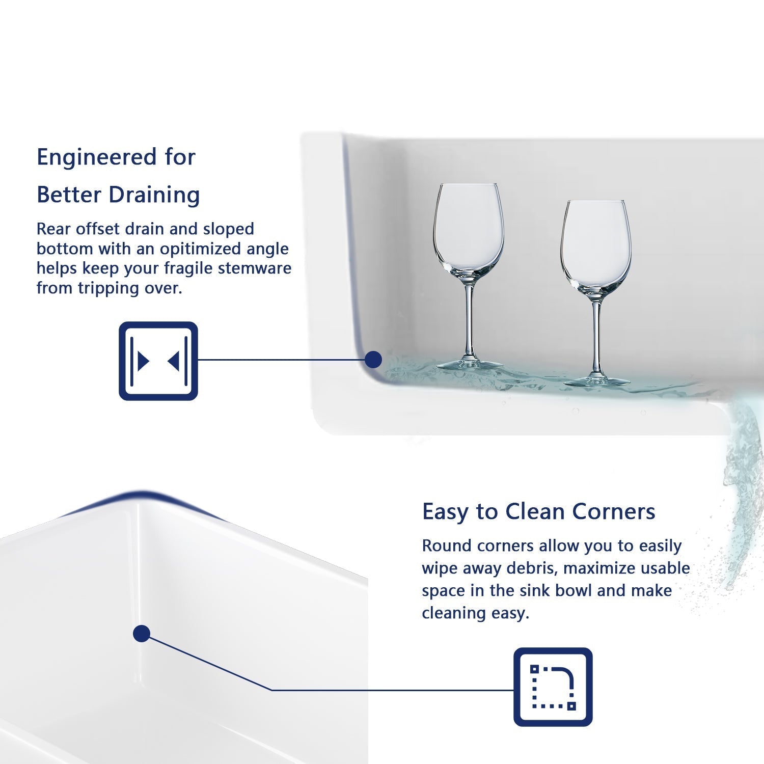 DeerValley Grove 36" Single Bowl Rectangular Gray Fireclay Seamless Farmhouse Kitchen Sink