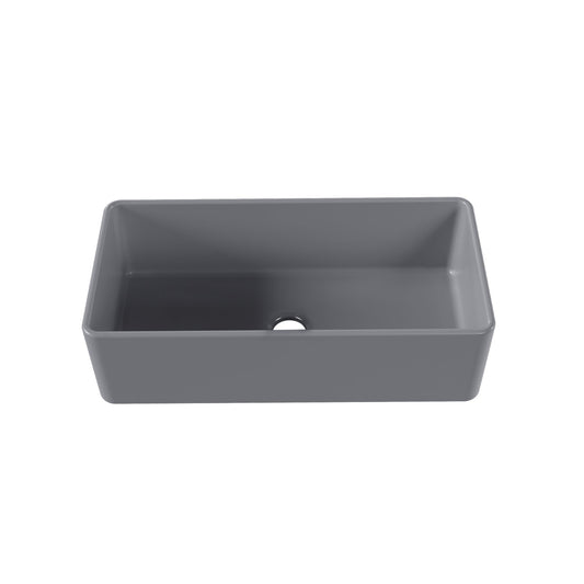 DeerValley Grove 36" Single Bowl Rectangular Gray Fireclay Seamless Farmhouse Kitchen Sink