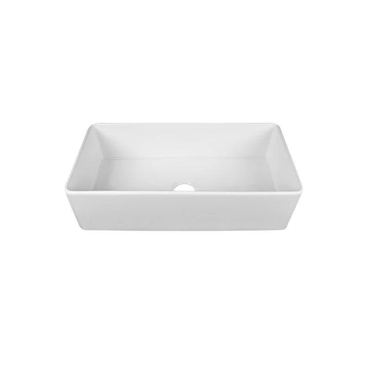 DeerValley Grove 36" Single Bowl Rectangular White Fireclay Seamless Farmhouse Kitchen Sink