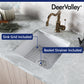DeerValley Haven 18" L x 18" W DV-1K507 Square White Fireclay Large Capacity Undermount or Topmount Farmhouse Kitchen Sink With Basket Strainer Drain and Grid