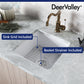 DeerValley Haven 18" Single Bowl Square White Fireclay Large Capacity Undermount or Topmount Farmhouse Kitchen Sink With Basket Strainer Drain and Grid