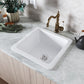 DeerValley Haven 18" Single Bowl Square White Fireclay Large Capacity Undermount or Topmount Farmhouse Kitchen Sink With Basket Strainer Drain and Grid