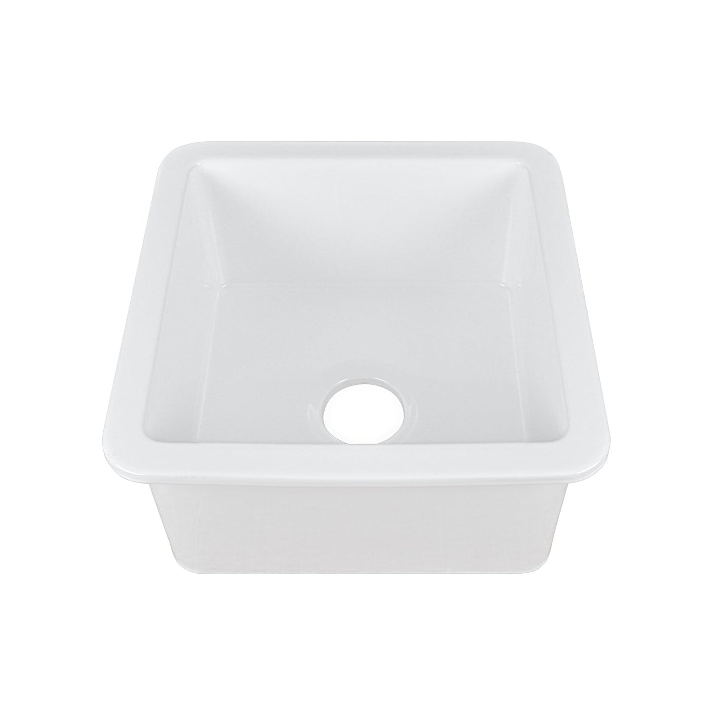 DeerValley Haven 18" Single Bowl Square White Fireclay Large Capacity Undermount or Topmount Farmhouse Kitchen Sink With Basket Strainer Drain and Grid